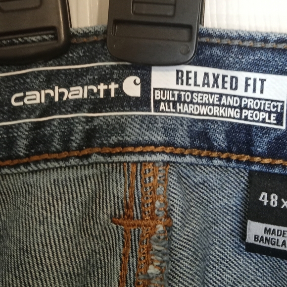 Carhartt Big Mens Denim Relaxed Fit Jean in Color Bay BD5119-M Size 48 x 32 EUC - Picture 10 of 15